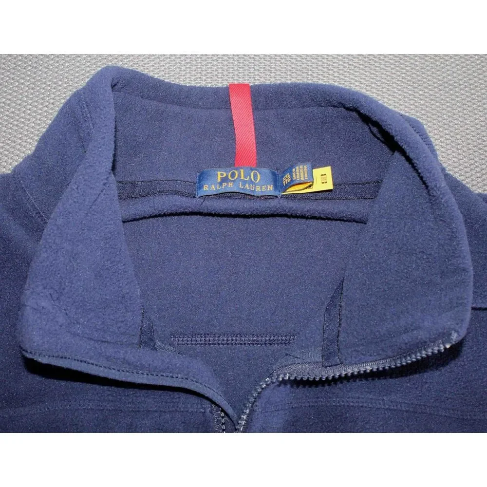 Polo Ralph Lauren Blue Full‎ Zip Zippered Pockets Fleece Vest Mens Size 2XL